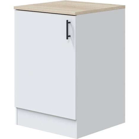 Dmora - Mobile 1 anta Fombio, Armadietto verticale, Modulo contenitore, Base cucina compatta, 60x60 h90 cm, Bianco e Rovere