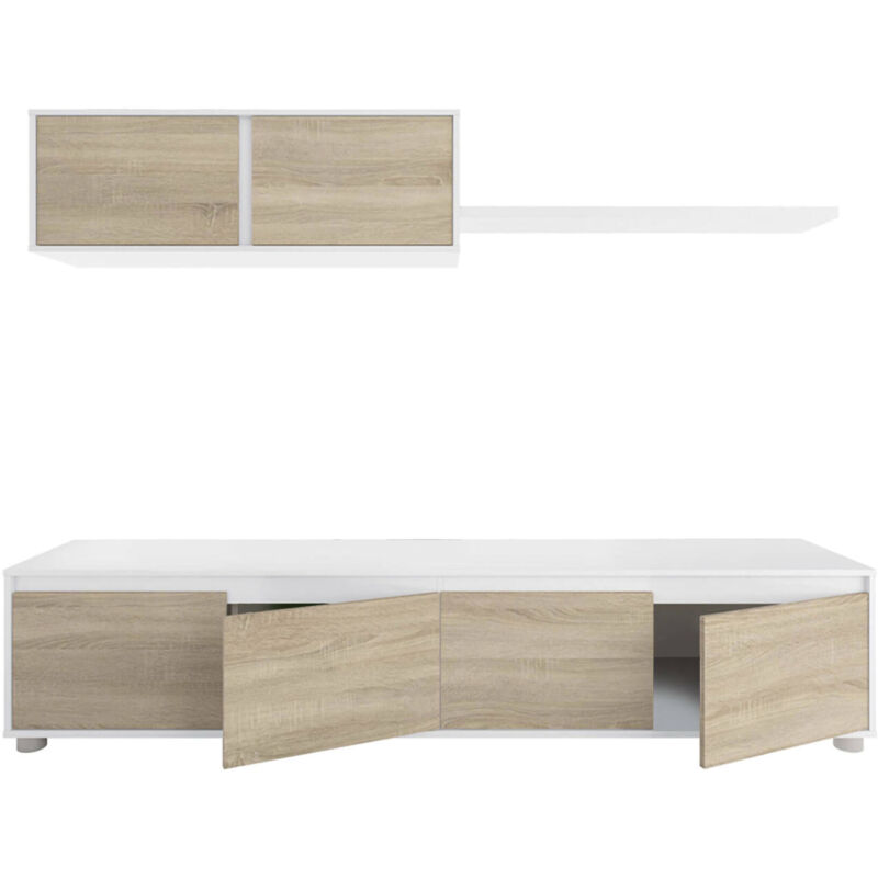 Wonderhome24 Mobile TV Moderno Colore Bianco Style Scandinavo Antracite 240 cm Color Legno Radica di Rovere