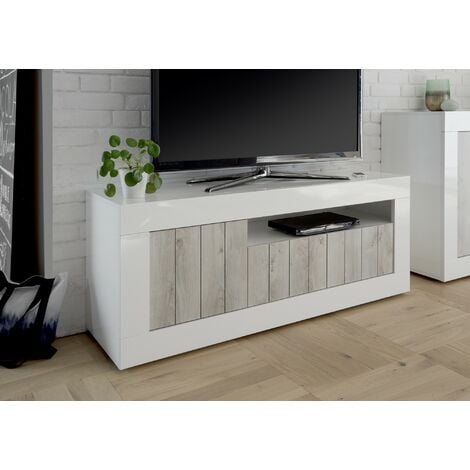 Stilprojectstore - Mobile Porta TV soggiorno 2 ante in Rovere Bianco,  180x53 Made in Italy - Land