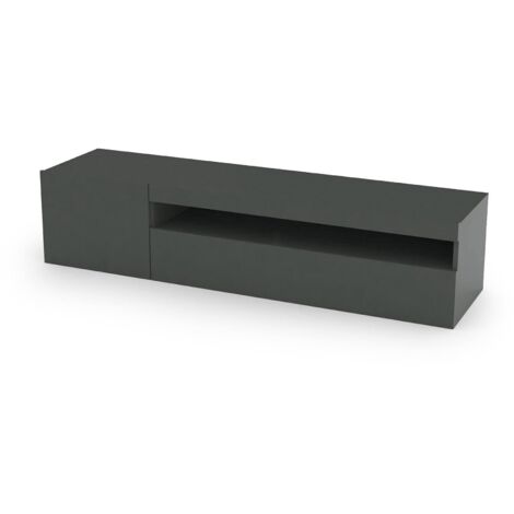 Dmora Mobile da soggiorno Porta TV, Made in Italy, Supporto per TV a 2 ante, Porta TV da salotto, cm 150x40h37, colore Antracite lucido, con imballo rinforzato