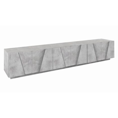 Dmora Mobile da soggiorno Porta TV, Made in Italy, Supporto per TV da salotto a 6 antine battenti con dettaglio, cm 244x44h46, colore Cemento scuro, con imballo rinforzato