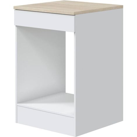 Dmora - Mobile per forno Lunea, Base forno da incasso, Mobile contenitore con vano forno, Struttura base per elettrodomestico, 60x60 h90 cm, Bianco e Rovere