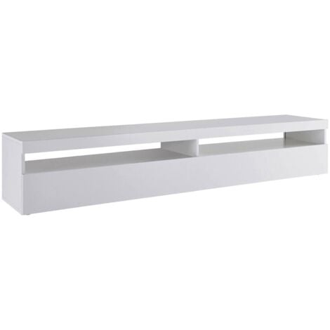 Dmora - Mobile porta TV Akon, Credenza bassa da soggiorno, Base porta televisione, 100% Made in Italy, cm 200x45h36, Bianco lucido