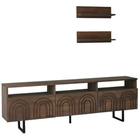 Dmora - Mobile porta TV Arctura, Credenza da soggiorno, Armadio basso per TV, Base parete attrezzata, 170x30h40 cm, Noce, con imballo rinforzato, con imballo rinforzato