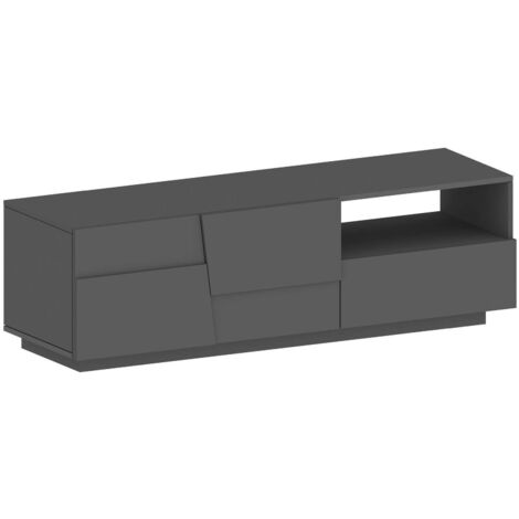 Dmora - Mobile porta TV Cecia, Credenza bassa da soggiorno con 2 ante e 1 cassetto, Base porta TV, 150x44h46 cm, Antracite
