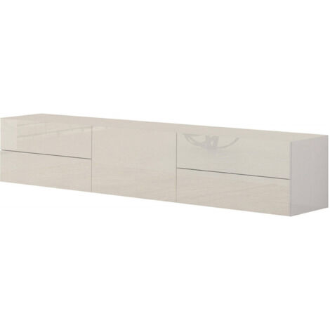 Mobile porta TV Nico, Credenza bassa da soggiorno, Base porta TV, 100% Made  in Italy, cm 240x45h52, Bianco lucido, con imballo rinforzato