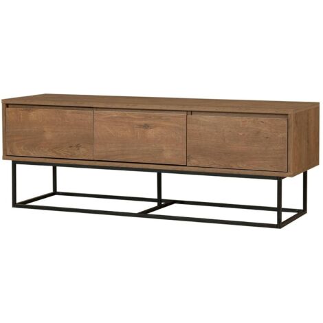 Dmora - Mobile porta TV Iginia, Credenza da soggiorno, Armadio basso per TV, Base parete attrezzata, 140x40h50 cm, Noce e Nero