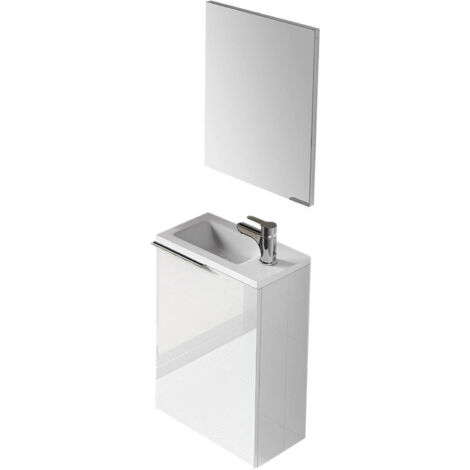 Dmora Mobile sottolavabo Shreveport, Mobiletto per bagno a 2 ante,  Armadietto sospeso con ripiano e specchio, lavabo non incluso, cm 80x45h64,  Quercia, con imballo rinforzato