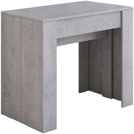 Dmora Moderner Esstisch, Ausziehbare Konsole bis 10 Sitzplätze, Maße 90 x 51 x 77 cm (bis 237 mit Verlängerungen), Grau - Betonfarbe