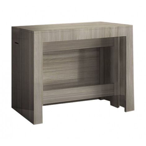 Dmora Moderner Esstisch, Made in Italy, ausziehbare Konsole bis 12 Sitzplätze, mit Verlängerungshalter, 51x90h77 cm (bis 300 cm) Perlmuttfarbe