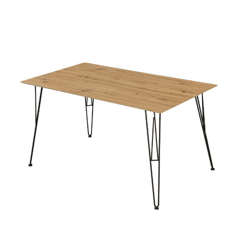 Dmora Moderner Tisch, mit Metallstruktur und Eiche laminierter MDF-Platte, 140x80x75 cm