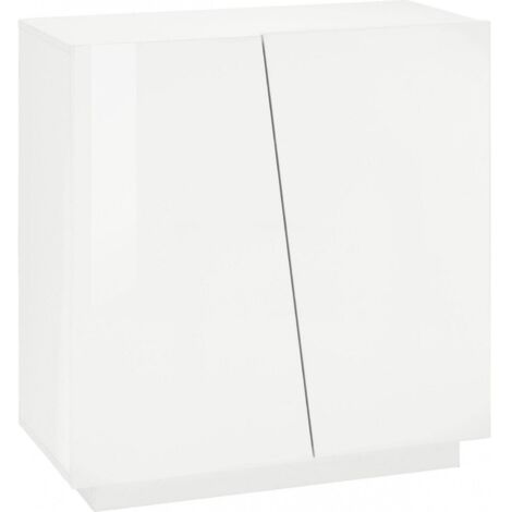 Dmora Modernes Schuhregal, Made in Italy, mit 2 Türen, Eingangsschuhregal, Mehrzweckschrank, 80x38h86 cm, glänzend weiße Farbe