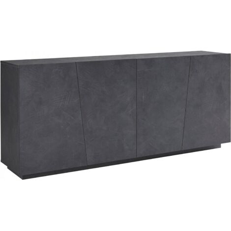 Dmora Modernes Sideboard mit 4 Türen, Made in Italy, Küchen-Sideboard, Wohnzimmer-Design-Buffet, cm 200x43h86, Farbe Schiefergrau