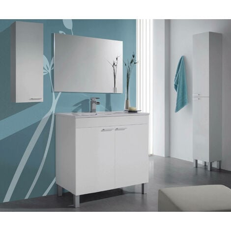 Dmora - Bajo lavabo Dalibon, Mueble de baño con 2 puertas y 1 cajón,  Gabinete de piso
