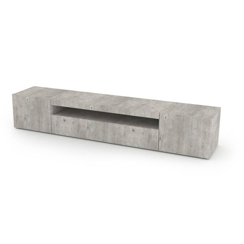 

Mueble de salón para TV Made in Italy, mueble para TV con 3 puertas y estantes, cm 200x40h37, color Cement - Dmora