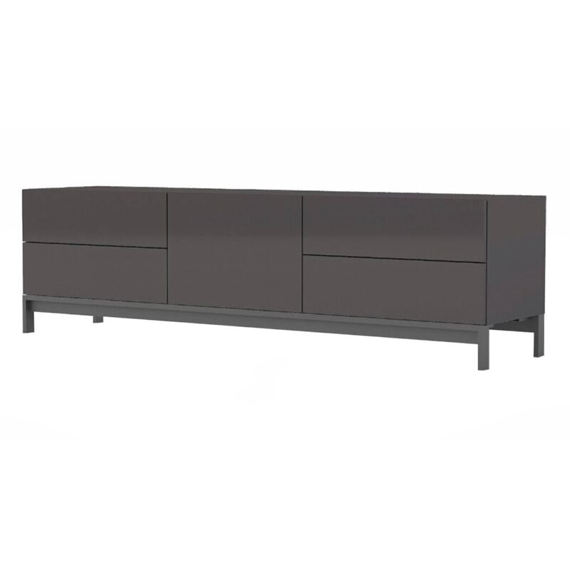 

Mueble de salón para TV Made in Italy, Mueble para TV elevado para salón con 1 puerta y 4 cajones, 170x40h47 cm, color antracita brillante - Dmora