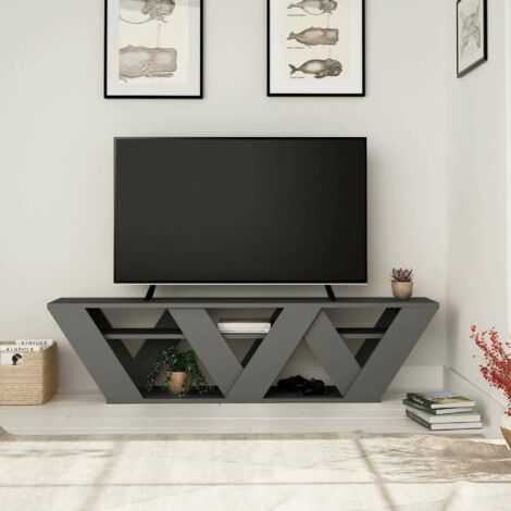 Dmora - Mueble de televisión Alde, Aparador de salón, Mueble bajo para TV, Base de pared equipada, 158x30h40 cm, Antracita, con embalaje reforzado