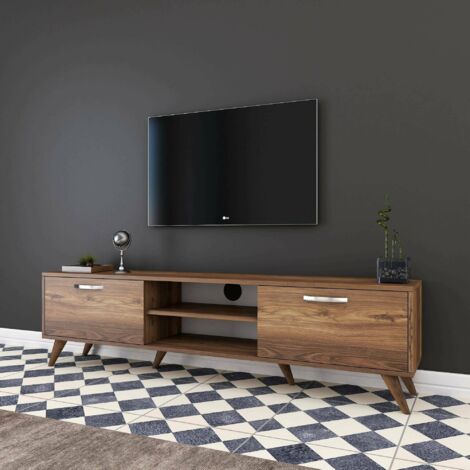 Dmora - Mueble de televisión Aldh, Aparador de salón, Mueble bajo para TV, Base de pared equipada, 180x35h49 cm, Nuez, con embalaje reforzado