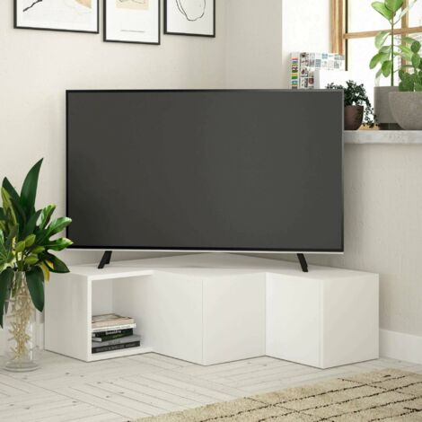 Dmora - Mueble de televisión Dfallett, Aparador de salón, Mueble bajo para TV, Base de pared equipada, 90x92h32 cm, Blanco