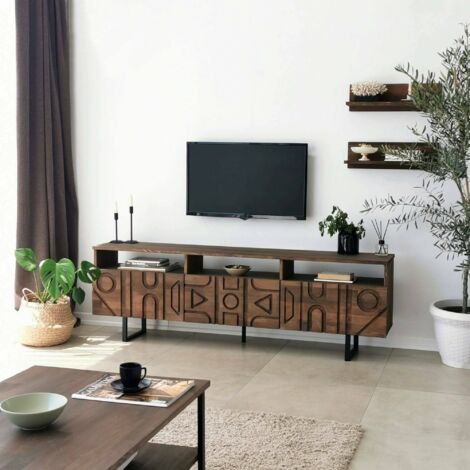 Dmora - Mueble de televisión Dpatrici, Aparador de salón, Mueble bajo para TV, Base de pared equipada, 170x30h40 cm, Nuez