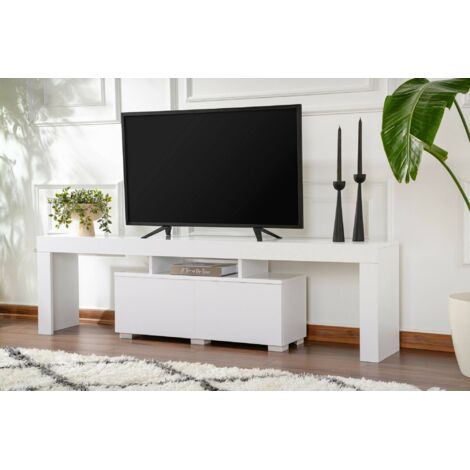Dmora - Mueble de televisión Govone, Aparador de salón, Mueble bajo para TV, Base de pared equipada, 180x31 h50 cm, Blanco