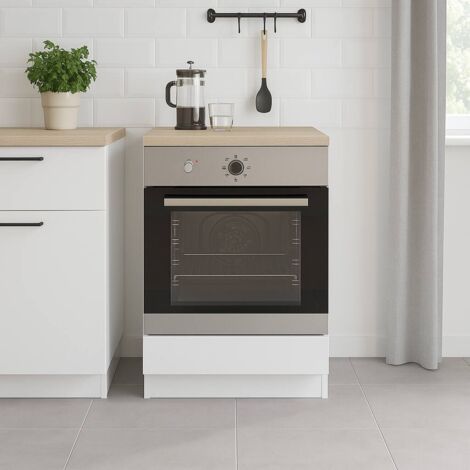 Dmora - Mueble para horno Lunea, Base para horno empotrado, Módulo de almacenamiento con horno, Estructurapara electrodomésticos, 60x60 h90 cm, Blanco y Roble