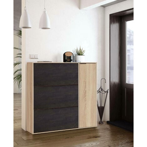 Zapatero 3 puertas plegables Facile mueble madera blanco brillo 65x25