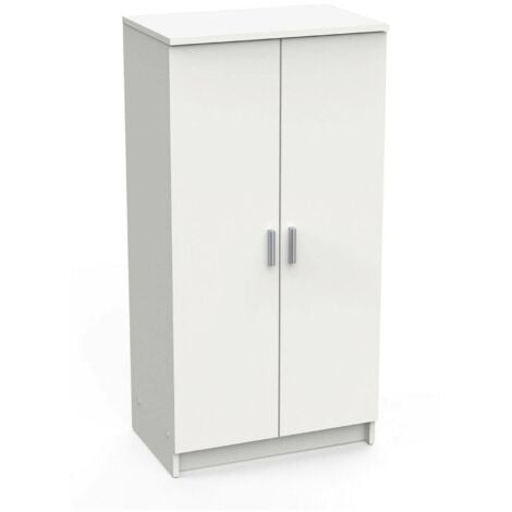 Dmora Multifunktions-Kleiderschrank mit zwei Türen mit sechs Einlegeböden, Farbe Weiß, Maße 55 x 108 x 36 cm
