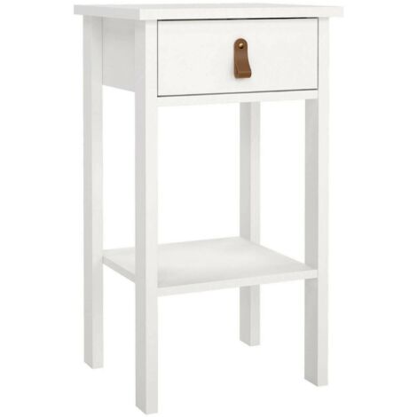 Dmora - Nachttisch Maxine, Niedrige Kommode, Tisch, Multifunktionaler Nachttisch, 40x34 h70 cm, Weiß