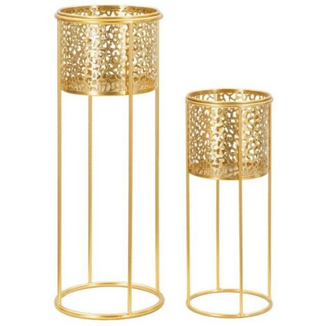 Dmora - Oggettistica Boltiere, Complemento d'arredo, Articolo decorativo, Accessorio d'arredo, Oro, 17x17 h46 cm