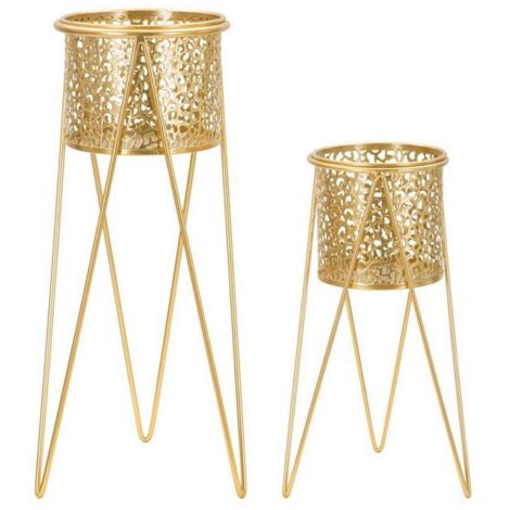 Dmora - Oggettistica Boltiere, Complemento d'arredo, Articolo decorativo, Accessorio d'arredo, Oro, 21x20 h46 cm