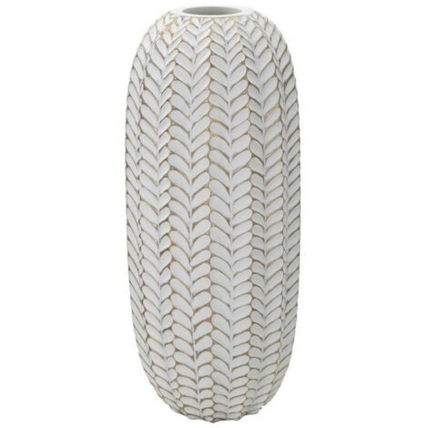 Dmora - Oggettistica Whitechapel, Complemento d'arredo, Articolo decorativo, Accessorio d'arredo, Bianco e Oro, 19x19 h46 cm
