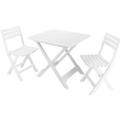 Dmora Outdoor-Set bestehend aus: 2 Stühlen und 1 Tisch, Made in Italy, Farbe weiß