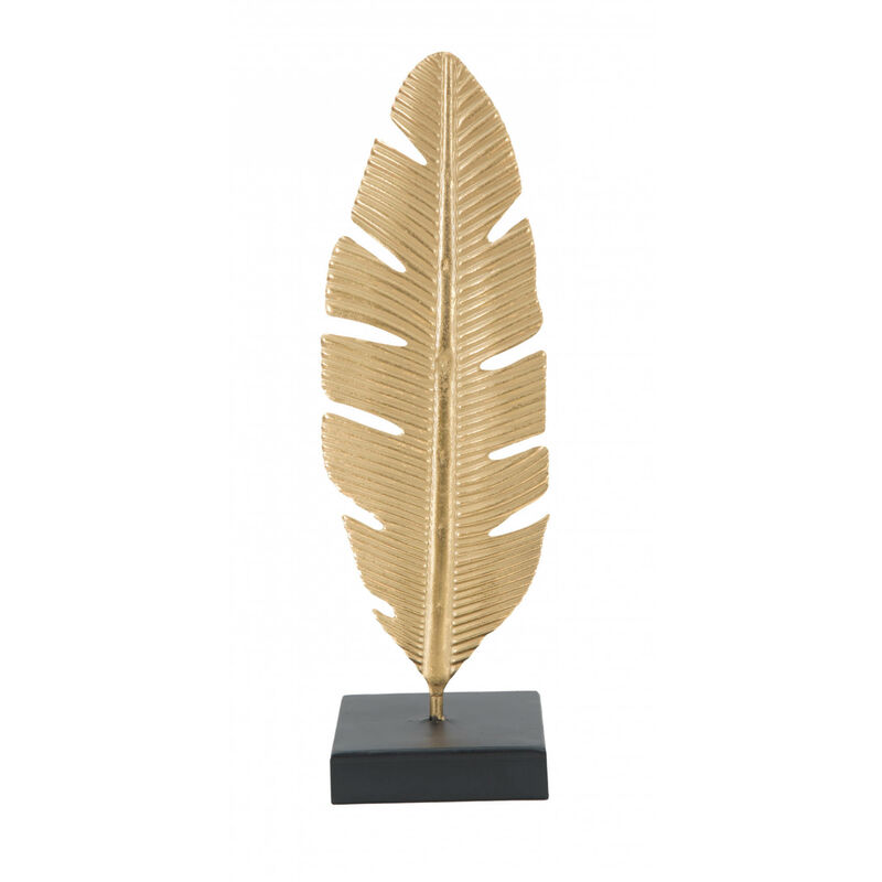 Panneau avec plume, Structure en fer, Couleur or, 10 x 34 x 10 cm, avec emballage renforcé - Dmora