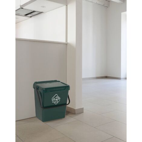 Dmora Papelera de polipropileno para colección separada, contenedor de residuos 30L, 100% Made in Italy, 40x31h39 cm, color verde