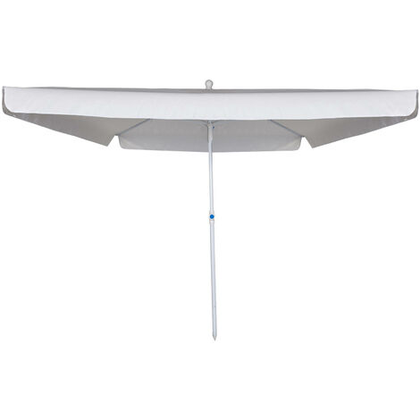 Dmora Parapluie avec mât central en acier inclinable, toile polyester blanche, Dimensions 200 x 250 x 200 cm, avec emballage renforcé