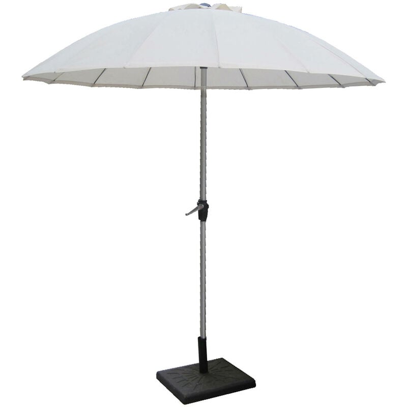 Parasol en aluminium à manivelle, tissu polyester écru et structure couleur anthracite, diamètre 2,7 m, avec emballage renforcé - Dmora