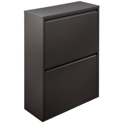 Dmora - Pattumiera Achros, Cestino portarifiuti, Bidone per raccolta differenziata, Mobile per spazzatura, 60x25 h93 cm, Nero