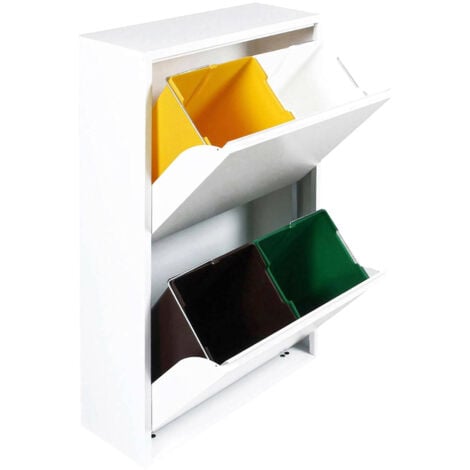 Dmora - Pattumiera AnuKhatun, Cestino portarifiuti, Bidone per raccolta differenziata, Mobile per spazzatura, 60x25 h93 cm, Bianco
