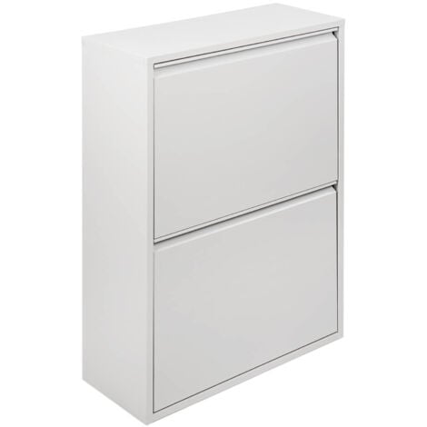 Dmora Pattumiera portarifiuti salvaspazio per differenziata con quattro secchi, colore bianco, Misure 60 x 92 x 25 cm, con imballo rinforzato