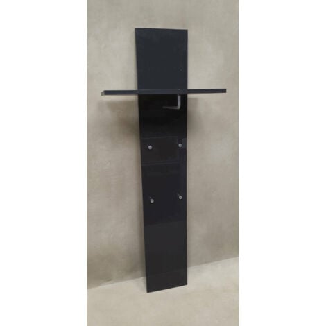 Dmora Perchero vertical, Made in Italy, con balda y 4 ganchos, Mueble para pasillo, Entrada moderna, cm 50x27h140, color antracita brillante, con embalaje reforzado