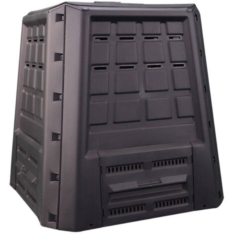 Dmora Polypropylen Kompostier, organischer Abfallbehälter, 380l Biocompose, 100% Made in Italy, 80x80H82 cm, schwarze Farbe