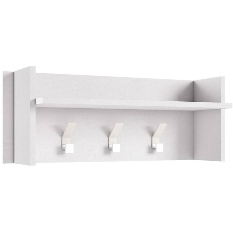 Dmora - Meuble d'entrée Narciso, Portemanteau avec 3 crochets, Étagère de rangement pour couloir, Fabriqué en Italie, Cm 90x29h34, Blanc