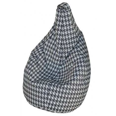 Dmora Pouf avec motif Pied de poule, noir et blanc, Dimensions 80 x 120 x 80 cm
