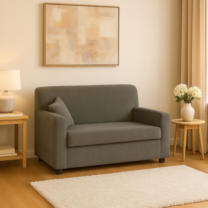 Canapé 2 places moderne en tissu, Made in Italy, Canapé pour petits appartements, avec coussins, 125x73xh85 cm, Couleur gris - Dmora