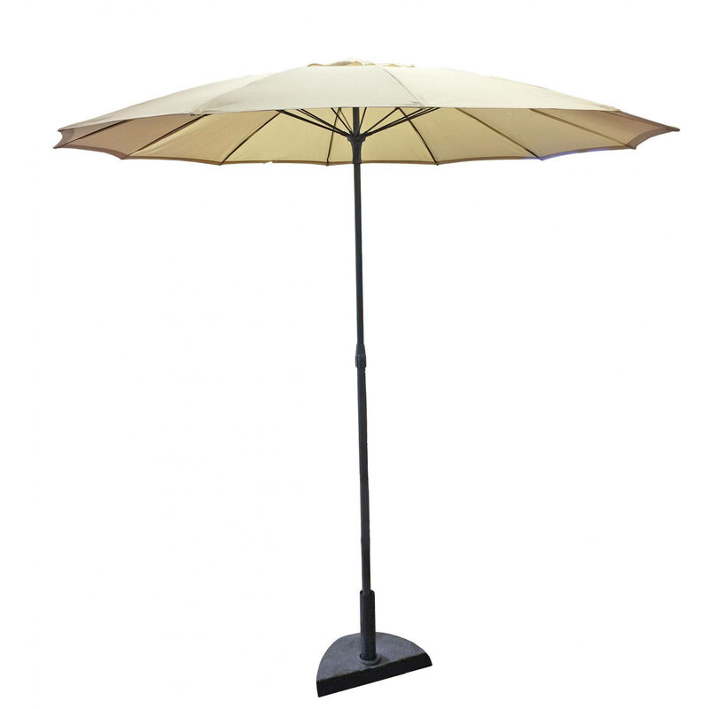 Parapluie avec mât central avec ouverture push-up, Fabriqué en Italie, Tissu de couleur beige, 230 x 230 cm - Dmora