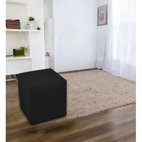 Dmora - Puf Acerbo, Sillón multiusos, Puf, Puf reposapiés, Made in Italy, 40x40 h42 cm, Negro