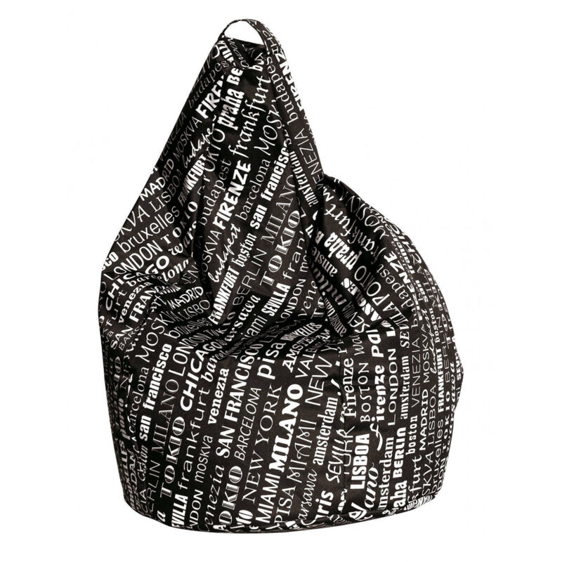 

Puf con letras fantasía, blanco y negro, Medidas 80 x 120 x 80 cm - Dmora