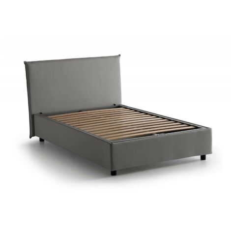 Dmora - Quadratisches und halbes Bett Daceva, Containerbett mit Stoffbespannung, 100% Made in Italy, Frontöffnung, passend für Matratze Cm 120x200, Grau