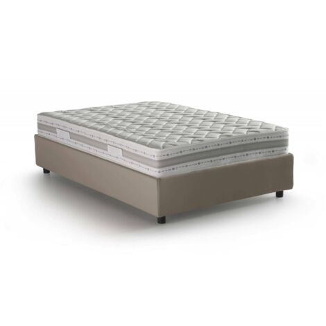 Dmora - Quadratisches und halbes Bett Dfalasc, Containerbett mit Kunstlederbezug, 100% Made in Italy, Seitliche Öffnung, inklusive Matratze Cm 120x190, Turteltaube